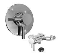 Buyaparcel Modern Round Dual Shower Valve Thermostatic Concentric Concealed Exposed Chrome