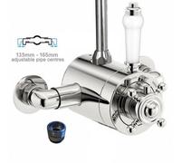 Buyaparcel Thermostatic Traditional Exposed Shower Mixer Valve 135mm 165mm Centres 3/4" Top