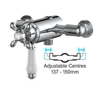 Buyaparcel Thermostatic Traditional Exposed Shower Mixer Valve Dual Control - 137mm 150mm