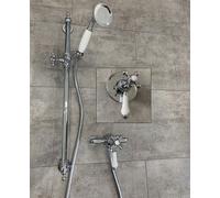 Buyaparcel Traditional Dual Control Thermostatic Concealed Shower Mixer Valve + Riser Rail