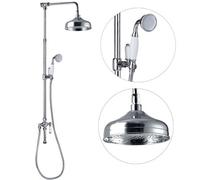 Buyaparcel Victorian Traditional Shower Mixer Rigid Riser Kit Diverter Chrome Ceramic Lever