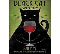 Buyartforless Black Cat Winery Salem by Ryan Fowler 14x11 Art Print Poster - Always The Purrrfect Vintage