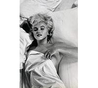 Buyartforless Rare Photograph of Marilyn Monroe Hot Mess in Bed Framed Wall Art Pictures Printed Poster Made in The USA, Black, 12 x 18 Inch