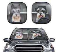 Buybai Car Windshield Sun Shade, Cute Dog Schnauzer Printed Universal Fit Car Front Window for Trucks SUV Van, Sunshade Visor Auto Vehicle Shield Reflector, Blocking Screen Cover