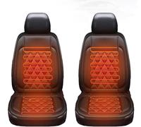 Buybai Droyek 2Pcs Comfortable Leather Heated Seat Covers,Universal Seat Cushion Pad,Soft Car Seat Cover with Full Back Seat Protector