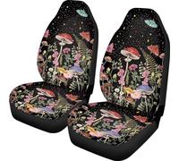 Buybai Forest Mushroom Car Seat Covers Set of 2 Piece Front Seats Only Universal Fit Most Cars, SUV, Truck, Sedan Car Interior Decor