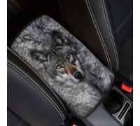 Buybai Grey Wolf Car Center Console Cover Armrest Cover & Center Console Cushion Non-Dirty Armrest Mat Hand Rest Cushion for Truck Auto SUV