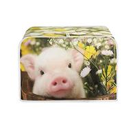 Buybai Kitchen Toaster Covers 2 Slice Wide Slot Cute 3D Pig Pattern Small Appliance Covers Dustproof Bread Maker Covers