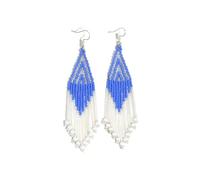 Buybeaded Handmade beaded native american style glass seed bead earrings Pendientes de cuentas nativas al estilo mexicano de artesanos gifts for women, One Size, Zinc, c/z glass seed beads 11/0