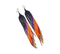 Buybeaded Handmade beaded native american style glass seed bead earrings Pendientes de cuentas nativas al estilo mexicano de artesanos gifts for women, One Size, Zinc, c/z glass seed beads 11/0