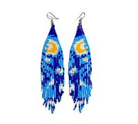 Buybeaded Handmade beaded native american style glass seed bead earrings Pendientes de cuentas nativas al estilo mexicano de artesanos gifts for women, One Size, Zinc, c/z glass seed beads 11/0