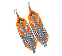 Buybeaded Handmade beaded native american style glass seed bead earrings Pendientes de cuentas nativas al estilo mexicano de artesanos gifts for women, One Size, Zinc, c/z glass seed beads 11/0