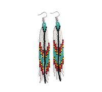 Buybeaded Handmade beaded native american style glass seed bead earrings Pendientes de cuentas nativas al estilo mexicano de artesanos gifts for women/teens, Free size, Zinc, c/z glass seed beads 11/0
