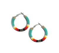 Buybeaded Handmade beaded native american style glass seed bead earrings Pendientes de cuentas nativas al estilo mexicano de artesanos gifts for women, One Size, Zinc, c/z glass seed beads 11/0