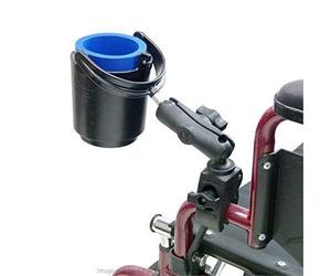 BUYBITS Wheelchair Rail and Tube Mount with Self Leveling Drink Cup Holder
