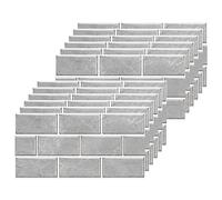 BUYBLIFE Grey Kitchen Tile Stickers, 24PCS Brick Bathroom Self Adhesive Peel and Stick Wall Stickers Vinyl Splashback Wall Stick on Tiles for Home Decor 15x30 cm