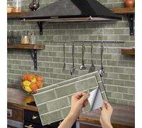 BUYBLIFE Kitchen Tile Stickers, 24PCS Brick Bathroom Self Adhesive Peel and Stick Wall Stickers Vinyl Splashback Wall Stick on Tiles for Home Decor 15x30 cm