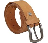 BuyBuy Sports Mens Genuine Leather Belt Belts Real Leather Belt with New stainless steel Buckle Vintage style For Trouser Jeans Pents Gift for your love (32", Tan)
