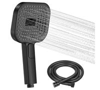BuyCard Black Shower Head with 3 Spray Modes,Large ShowerHead (Φ135mm),Powerful Water Saving Shower Head Set for Low Water Pressure (Sprinklers+ 1.5M Hose)