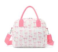 BuyCard Insulated Lunch Bag with Adjustable Shoulder Strap for Women, Cute Checkered Corduroy Leakproof Cooler Tote, Lightweight Reusable Lunch Box for Work, Office, Travel, Picnic (Pink-Butterfly)