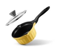 BUYDEEM Cast Aluminum Non Stick Sauce Pan，Rapid Even Heat Milk Pan with Glass Lid，All Stovetops Compatible，No PFOA/PFAS，Cooking Pot with Cool Handle，Cheflite Series CP141 Mellow Yellow，2QT