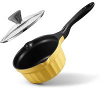 BUYDEEM CP141 2QT Non-Stick Saucepan, Cast Aluminum Skillets, Glass Lid | Rapid Even Heat Milk Pan, All Stovetops Compatible, No PFOA/PFAS, Cool Handle, Mellow Yellow
