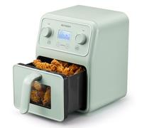 BUYDEEM F51 8-in-1 Air Fryer 4.2QT, Retro Countertop Airfryer Oven with Visible Window, Shake Reminder, One-touch Control with LCD Display, Cozy Greenish