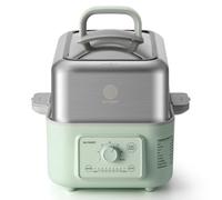 BUYDEEM G52 5.3 Quart Electric Food Steamer for 2-4 Servings, Vegetable Steamer for Cooking, 2-hour Keep Warm, 7 Preset Timings, Dual Boil-Dry Protection, Stainless Steel, Cozy Greenish