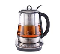 BUYDEEM K2423 Tea Maker, Durable 316 Stainless Steel & German Schott Glass Electric Kettle, Removable Infuser, Auto Keep Warm, BPA Free, 1.2L