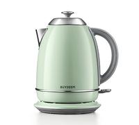BUYDEEM K640 Stainless Steel Electric Tea Kettle with Auto Shut-Off and Boil Dry Protection, 1.7 Liter Cordless Hot Water Boiler with Swivel Base, 1440W, Cozy Greenish