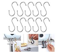 Buyer Star 10 Pack 3.2" S-Hooks, Stainless Steel S Shape Hooks Metal Hangers Hanging Hooks for Kitchen, Work Shop, Bathroom, Garden(Silver)