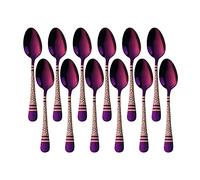 Buyer Star 12-Piece Teaspoons Hammered Stainless Steel Teaspoons Unique Pattern Design Coffee Espresso Spoons Mini, 5.3 Inches Food Spoons for Demitasse Dessert Tea-Purple