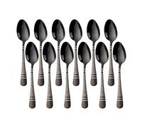 Buyer Star 12-Piece Teaspoons Hammered Stainless Steel Teaspoons Unique Pattern Design Coffee Espresso Spoons Mini, 5.3 Inches Food Spoons for Demitasse Dessert Tea-Black
