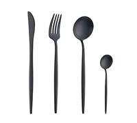 Buyer Star 16 Pieces Black Cutlery Set,Matte Flatware Set Service for 4,Stainless Steel Silverware Set with Knives Spoons Forks, Dishwasher Safe