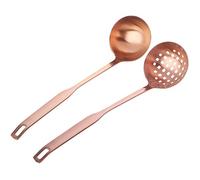 Buyer Star 2 Pcs Soup Ladle Colander, Rose Gold Frosting Flatware Cookware Serving Long Handle Steel Slotted Spoon Cooking Utensil Set for Hotpot?18/10 Stainless Steel