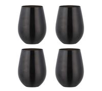 Buyer Star 304 Stainless Steel Wine Glasses Set of 4 - Large 17 oz Outdoor Stemless Wine Tumblers - 100% Unbreakable & Stemless Metal Drinking Cups for Home and Outdoors Dishwasher safe (Black)