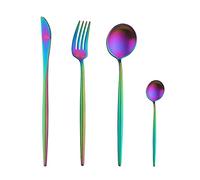 Buyer Star 32 Pieces Matte Rainbow Cutlery Set, Flatware Set Service for 8,Stainless Steel Silverware Set with Knives Spoons Forks, Dishwasher Safe