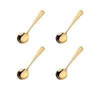 BUYER STAR 4-Piece Soup Spoons Set, Round Stainless Steel Bouillon Spoons, Dessert Spoons Use for Home, Kitchen or Restaurant, Gold/6.3 Inch