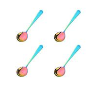 BUYER STAR 4-Piece Soup Spoons Set, Round Stainless Steel Bouillon Spoons, Dessert Spoons Use for Home, Kitchen or Restaurant, Rainbow/6.3 Inch