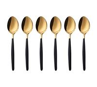 Buyer Star 5.32 Inch Small Spoons Set of 6, Stainless Steel Coffee Spoon Set, Mini Dessert Spoons Teaspoons Tiny Stirring Spoon Demitasse Espresso Coffee Spoons (6, Black,Gold)
