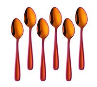 Buyer Star 5.32 Inch Small Spoons Set of 6, Stainless Steel Coffee Spoon Set, Mini Dessert Spoons Teaspoons Tiny Stirring Spoon Demitasse Espresso Coffee Spoons (6, SunsetRed)