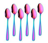 Buyer Star 5.32 Inch Small Spoons Set of 6, Stainless Steel Coffee Spoon Set, Mini Dessert Spoons Teaspoons Tiny Stirring Spoon Demitasse Espresso Coffee Spoons (6, Rainbow)