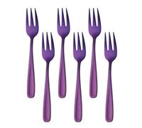Buyer Star 5.5 Inch Fork Set, 6 Pieces Stainless Steel Dinner Fork, Table Forks, Cake Forks, Dessert Forks for Home, Restaurant, Appetiser Cocktail Fork Set, Dishwasher Safe (Purple)