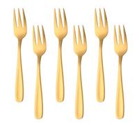 Buyer Star 5.5 Inch Mini Fork Set, 6 Pieces Stainless Steel Gold Forks, Cake Forks, Dessert Forks for Home, Restaurant, Appetiser Cocktail Fork Set, Dishwasher Safe