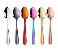 Buyer Star 5.5 Inch Multicolored Small Spoons Set of 6, Stainless Steel Coffee Spoon Set, Mini Dessert Spoons Teaspoons Tiny Stirring Spoon Demitasse Espresso Coffee Spoons