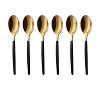 Buyer Star 5.7 Inch Black Gold Tea Spoons Set of 6, Stainless Steel Black Gold Cutlery for Home, Kitchen or Restaurant Spoons for Tea, Coffee & Dessert