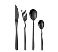 BUYER STAR Black Cutlery Set for 4 People, 16 Piece Curved Handle Stainless Steel Flatware Set, Knife and Fork Sets, Tableware Silverware Set Service for 4 Home Party Restaurant Dishwasher Safe