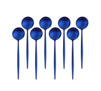 BUYER STAR Coffee Spoons 8-Pieces Mini Demitasse Espresso Spoons 18/8 Stainless Steel Teaspoons Set 4.7 Inches for Dessert Cappuccino Cake Ice Cream Sugar Matt Polished Portuguese Style (Blue)