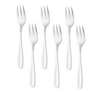Buyer Star Fruit Dessert Fork Set x 6 Pieces, 5.3 Inch Stainless Steel, Reusable Appetizer Forks for Home, Kitchen, Restaurant, Camping, Picnic, Cake, Cheese (Silver)
