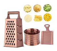 BUYER STAR Kitchen Graters, Stainless Steel Cheese Grater & Ginger Grater & Corn Stripper for Fine Grinding, Coarse Grinding, Chopping and Cutting, 4-Sided Vegetable Slicer with Crank (Rose Gold)